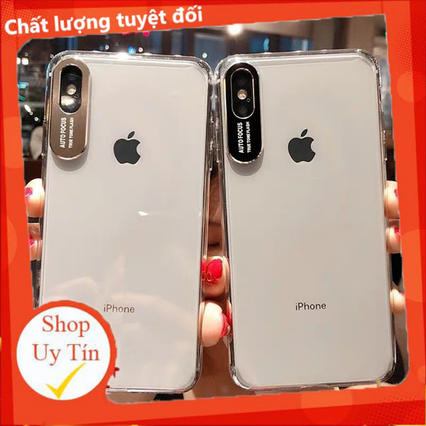 Ốp Iphone Autofocus trong suốt viền camera kim loại 6plus/6splus/7plus/8plus/X/Xs/Xsmax/ip11/11promax/11promax