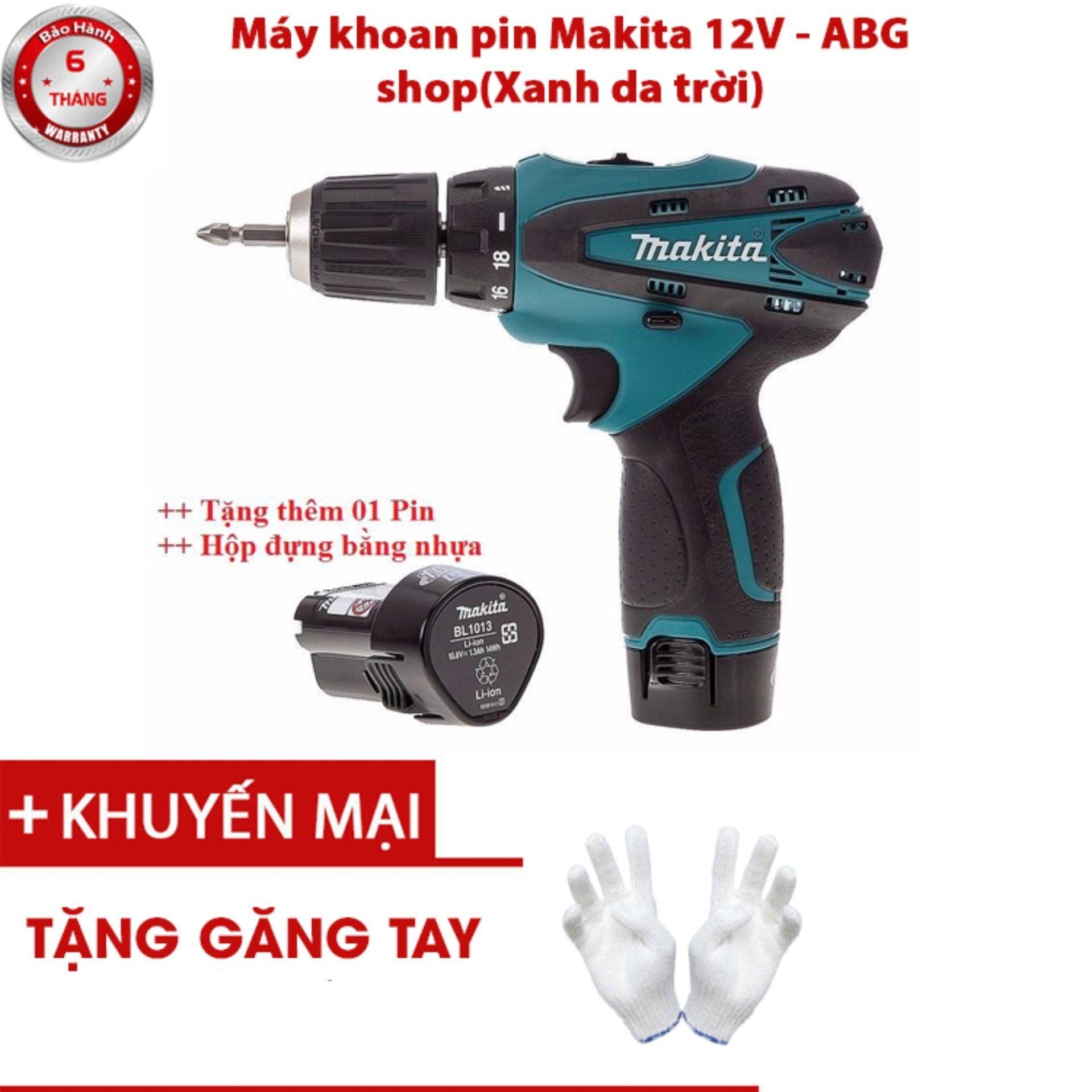 Máy khoan pin makia 12v- máy 2 pin lõi đồng 100%, kèm bộ phụ kiện