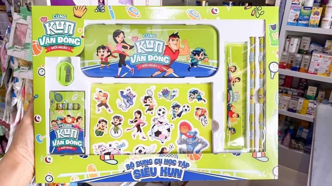 Bộ đồ dùng học tập kun, siêu ngầu siêu đáng yêu đủ 9 món bé cần trong học tập