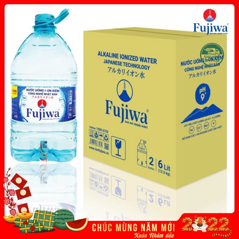 Nước uống cao cấp ion kiềm Fujiwa chai 6 lít/ Thùng 2 Bình