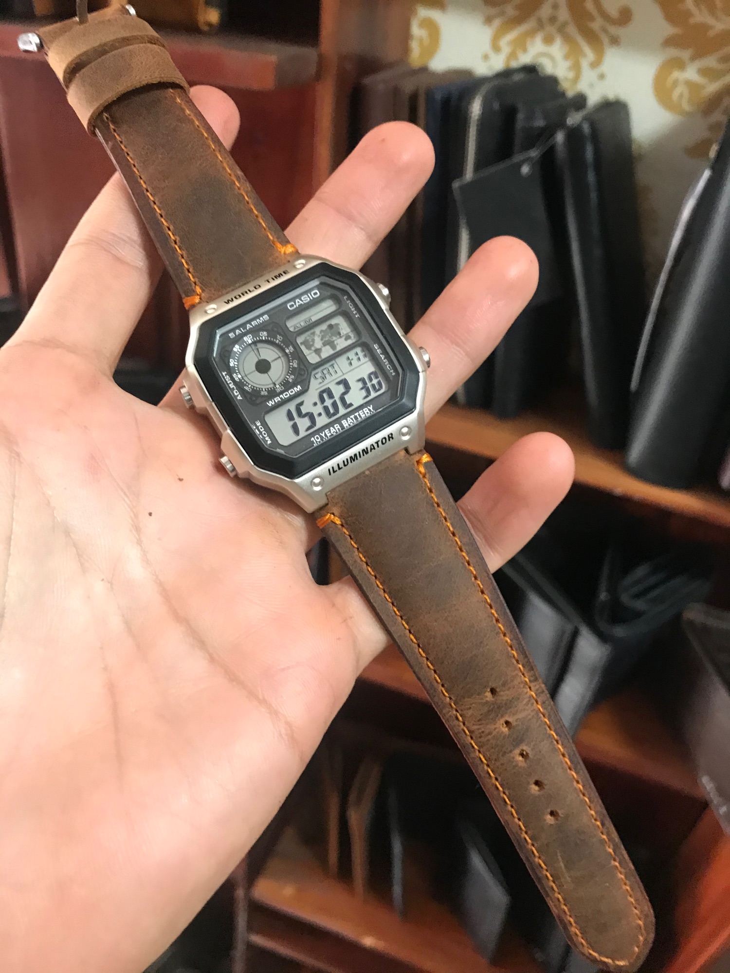 DÂY DA ĐỒNG HỒ CASO AE 1200 WHD