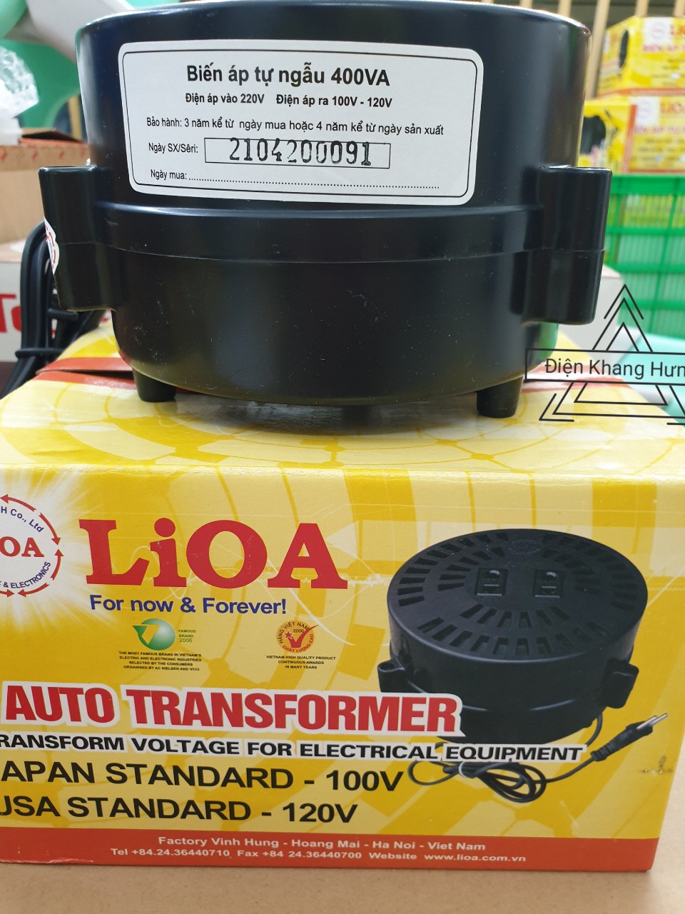 Biến áp tự ngẫu lioa đổi nguồn 220v sang 110v,120v dn004, 400va, công suất 320w