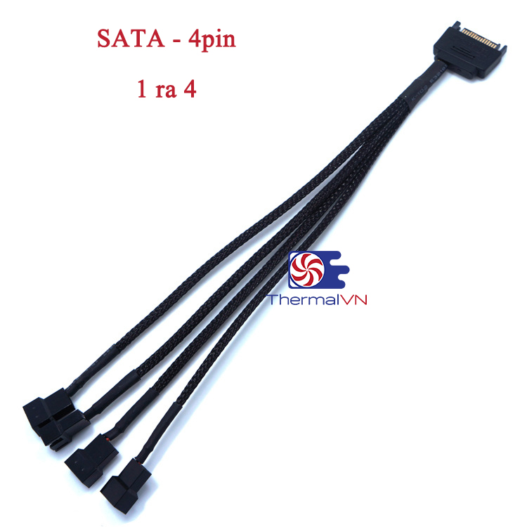 Dây cáp Sata to 4pin 1 ra 4 - Dùng được cho chân 3pin và 4pin, hỗ trợ cắm nguồn psu