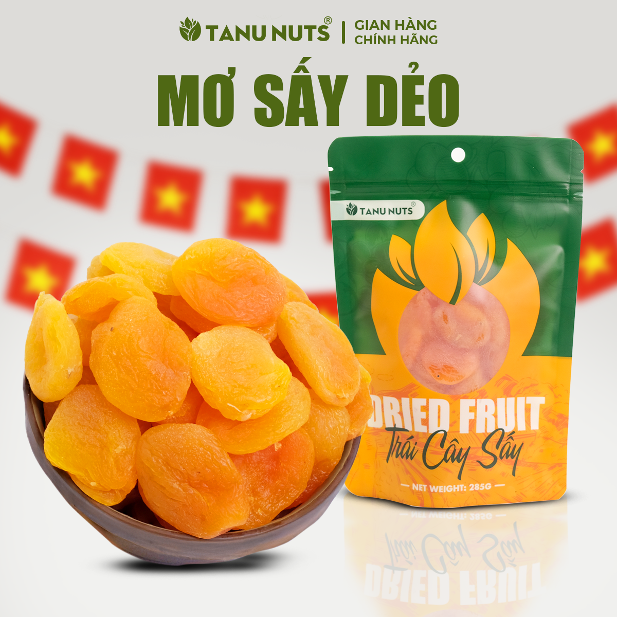Mơ sấy dẻo TANU NUTS 400g mơ sấy dẻo không đường Thổ Nhĩ Kì giúp ăn kiêng giảm cân