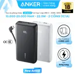 Sạc dự phòng Anker Zolo dung lượng lớn 20.000mAh | Tích hợp cáp USB-C gập góc 90° | Công suất 22.5W | 2 cổng 1A1C | Màn hình LED hiển thị % pin | Sạc cùng lúc 3 thiết bị | Chế độ sạc trickle charge cho thiết bị nhỏ – A110E