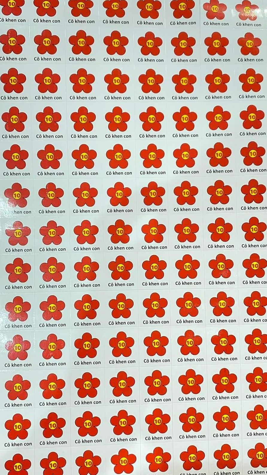 Stiker "cô khen con - hoa điểm 10" - sticker khen thưởng học sinh
