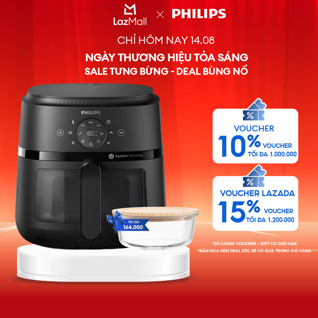 Nồi Chiên Không Dầu cảm ứng Philips NA230/00 - 13trong1 |6.2L|RapidAir Chín đều không lật trở- BH 2 năm - Hàng Phân Phối Chính Hãng