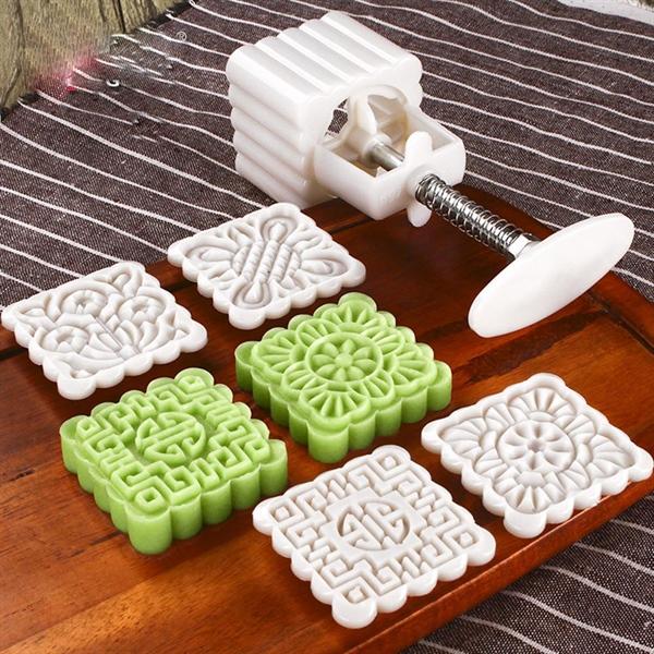 Khuôn Bánh Trung Thu 125g 4 Mặt Truyền Thống, Khuôn Bánh Trung Thu Tiện Lợi