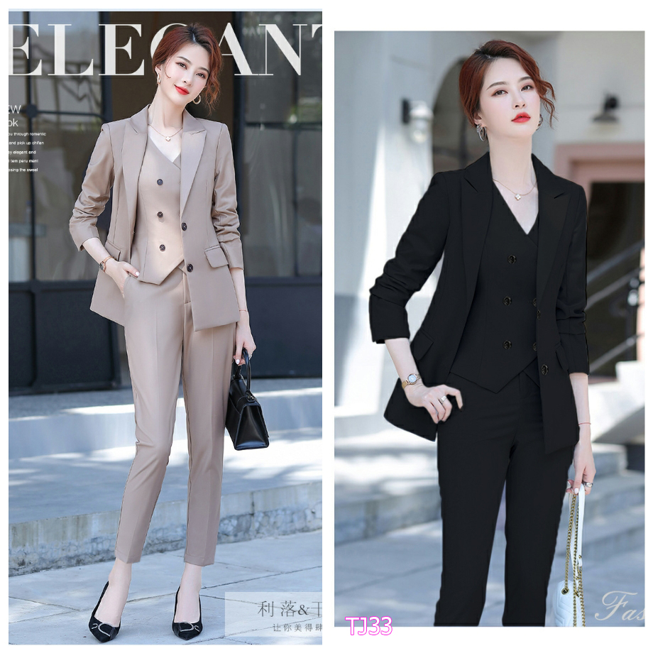 [HCM]Set nguyên bộ áo Vest quần dài + Ghi Lê TJ33