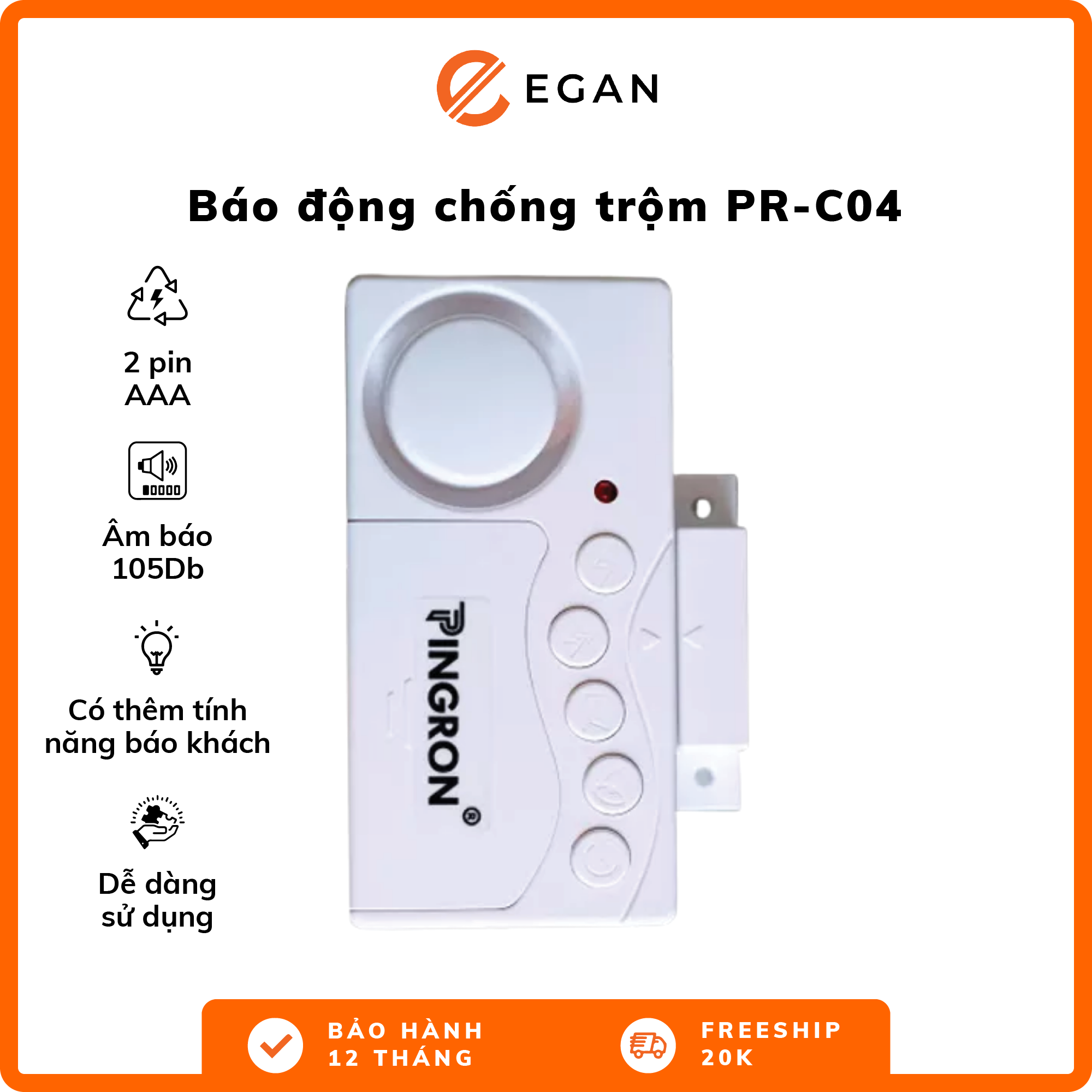 Chuông báo động cảm biến cửa cảm biến chống trộm thiết bị chống trộm gắn cửa mini PR-C01B - Âm báo 105Db kích thước nhỏ gọn sử dụng đa dạng trong nhà hàng văn phòng hoặc cửa hàng