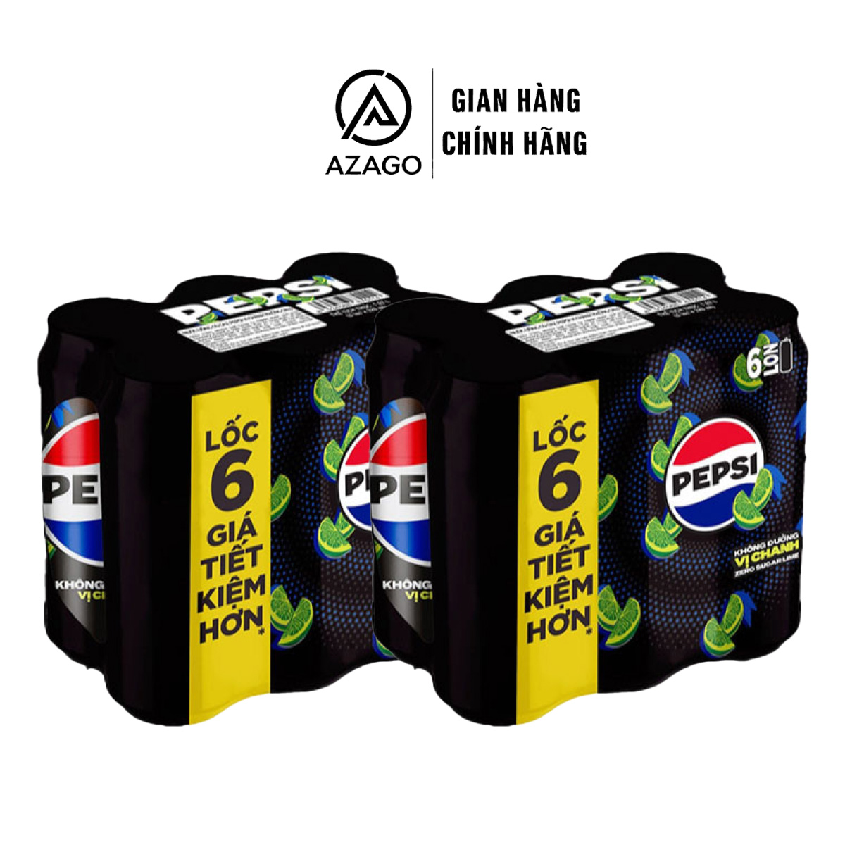 Combo 12 lon 320ml nước ngọt có ga Pepsi không đường vị Phúc Bồn Tử / vị Chanh - AZAGO