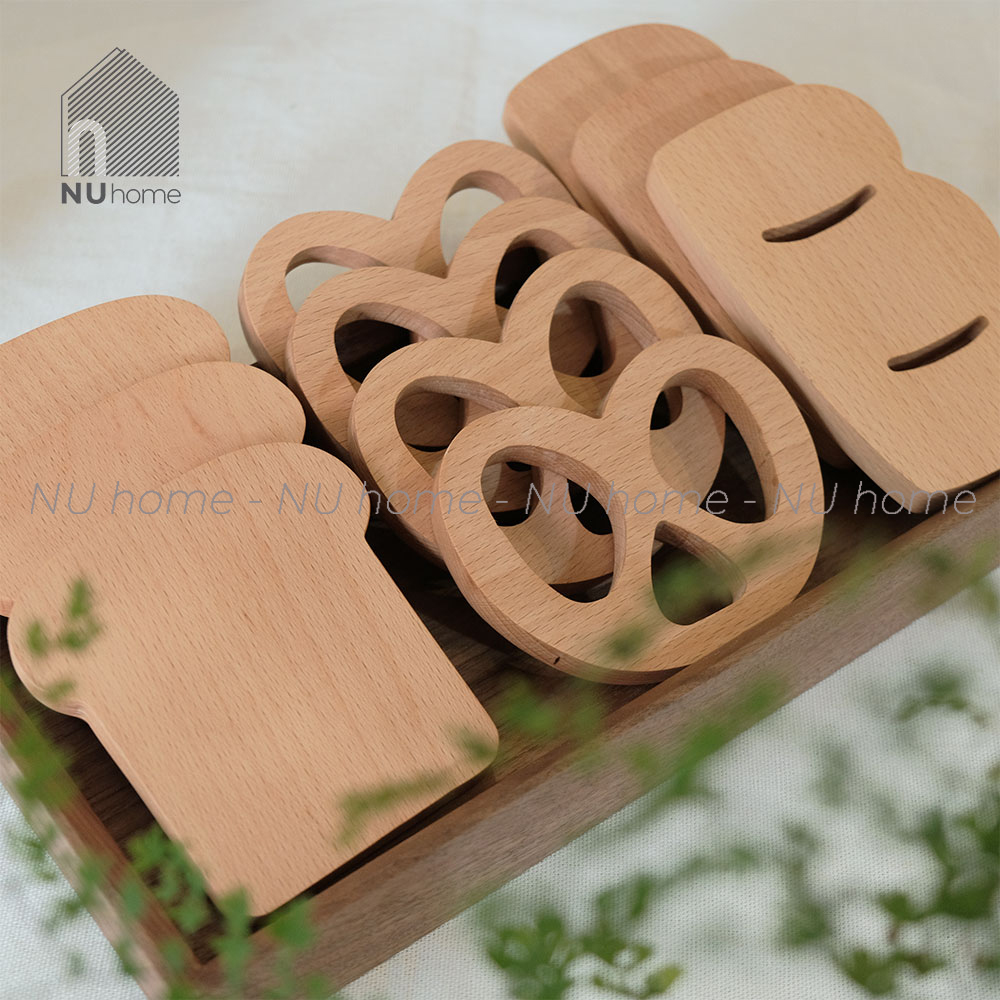 Đế lót ly bánh mì, đế lót trang trí hình bánh mì bằng gỗ tự nhiên dễ thương đẹp mắt