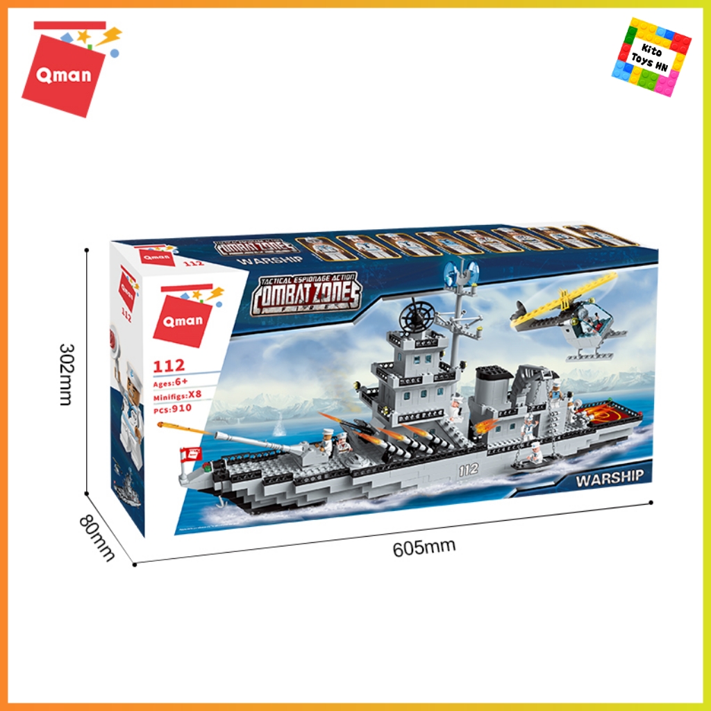 Bộ Đồ Chơi Lego Lắp Ráp Mô Hình Qman 112 Tàu Quân Sự Chiến Hạm 910 Chi