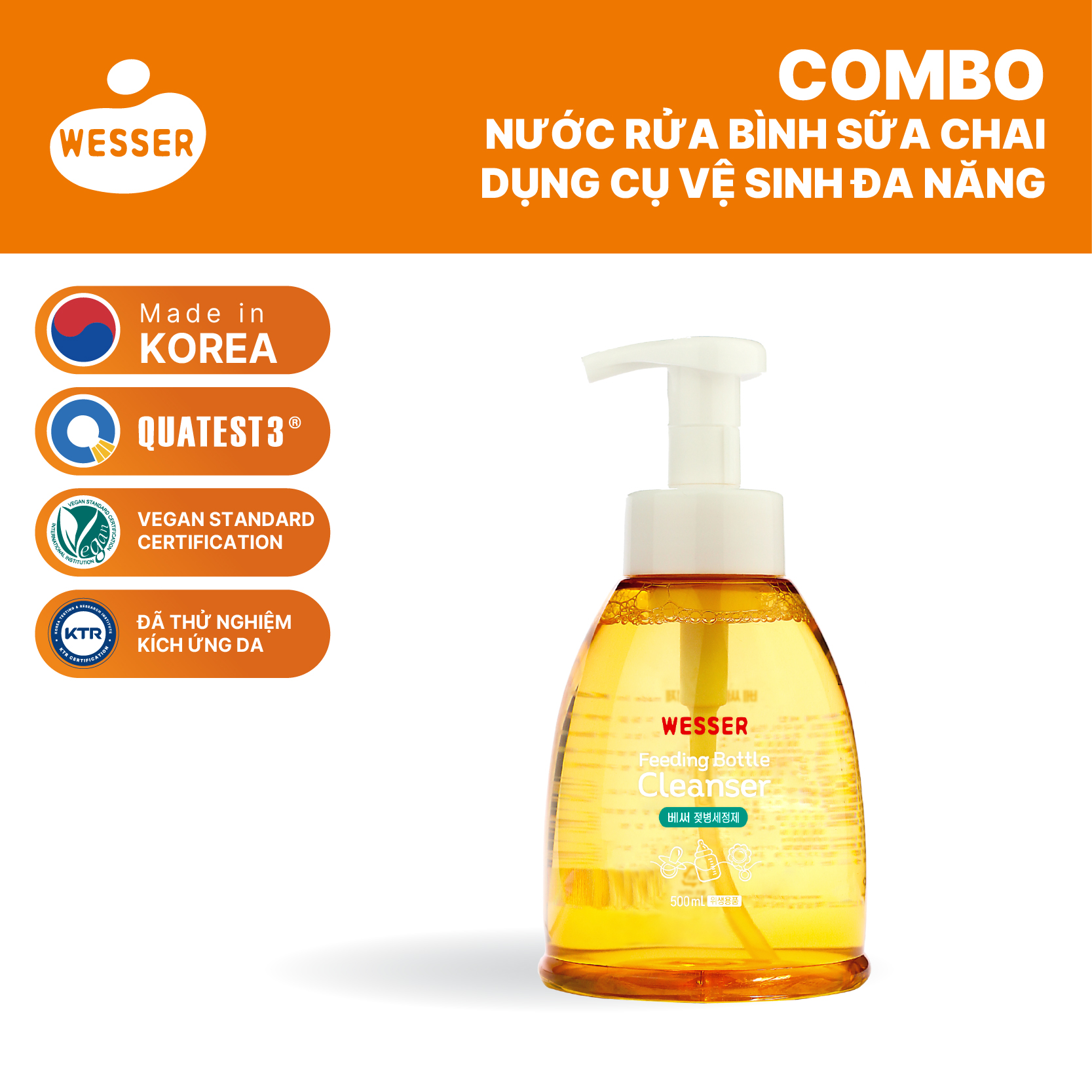Nước rửa bình sữa Wesser dạng chai 500ml