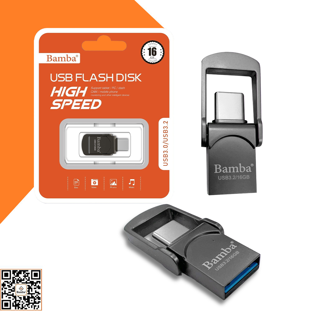 USB 3.0 + TYP C BAMBA DUNG LƯỢNG 16GB - 32GB - 64GB - 128GB