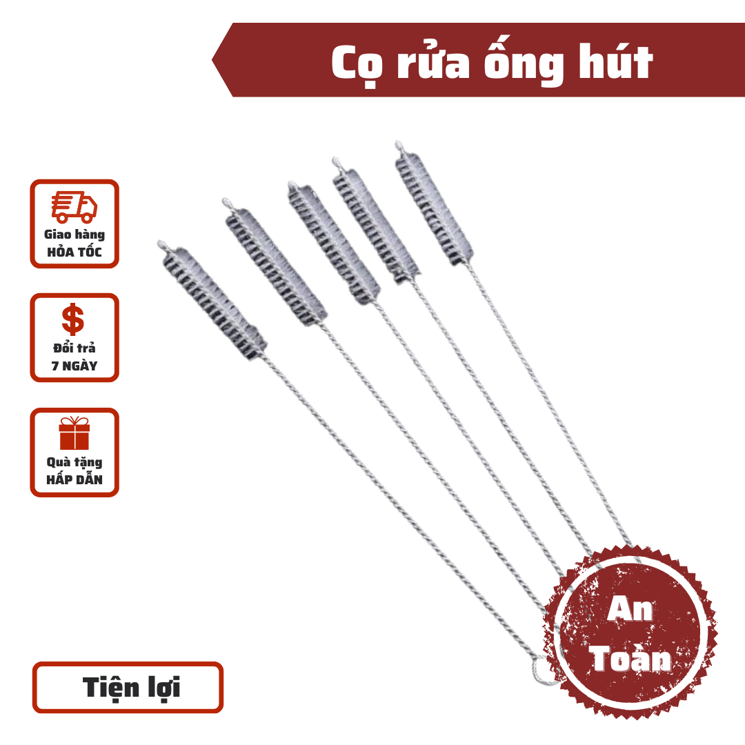 Cọ rửa ống hút inox an toàn cọ ống hút thủy tinh chống xước và các loại bình nước bình sữa loại bỏ cặn bẩn - Big Dream Coffee