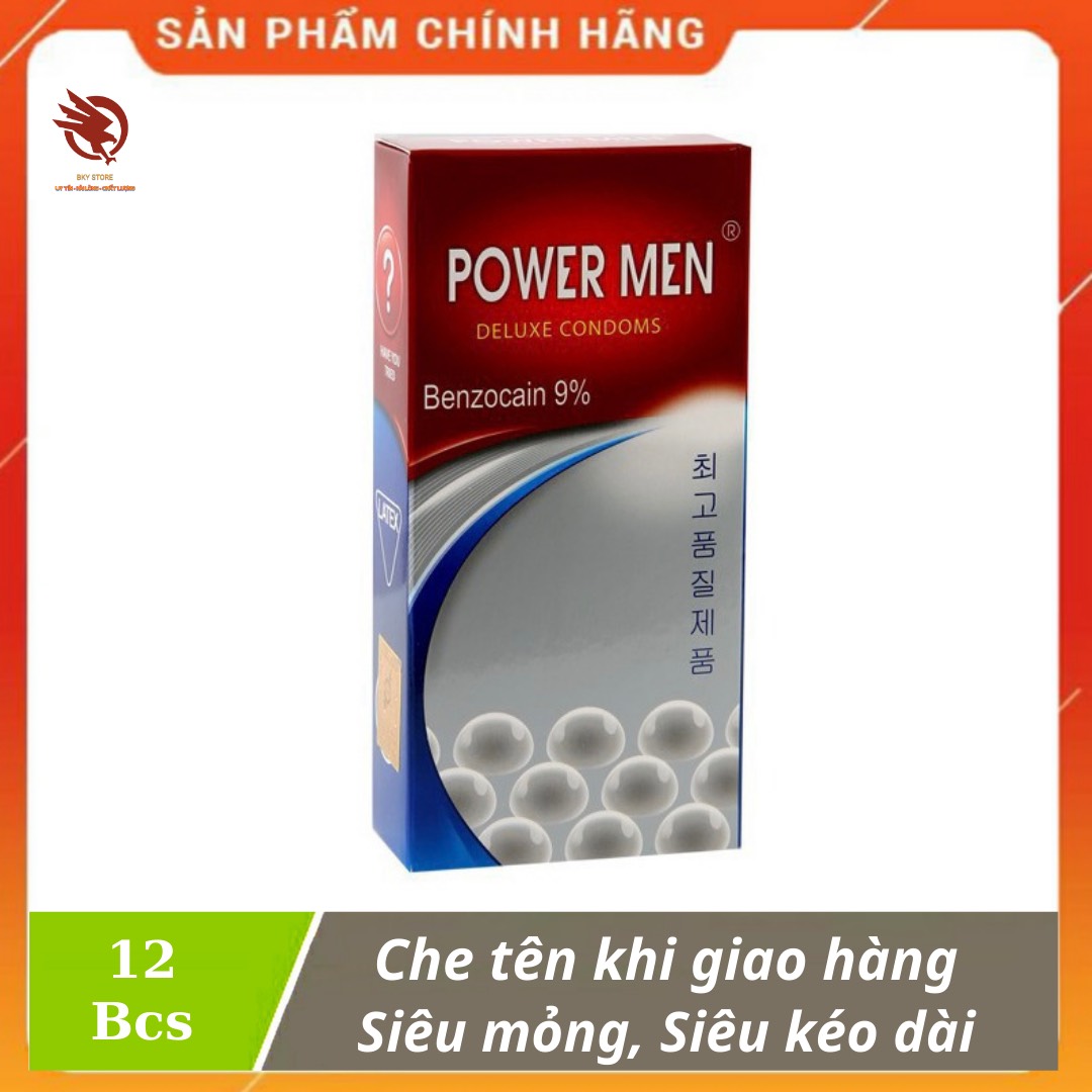 [HCM][ CHÍNH HÃNG ] - Bao Cao Su Power Men Ngọc Trai  Siêu Mỏng Gai Gân Bi Kéo Dài Thời Gian Hộp 12 Chiếc