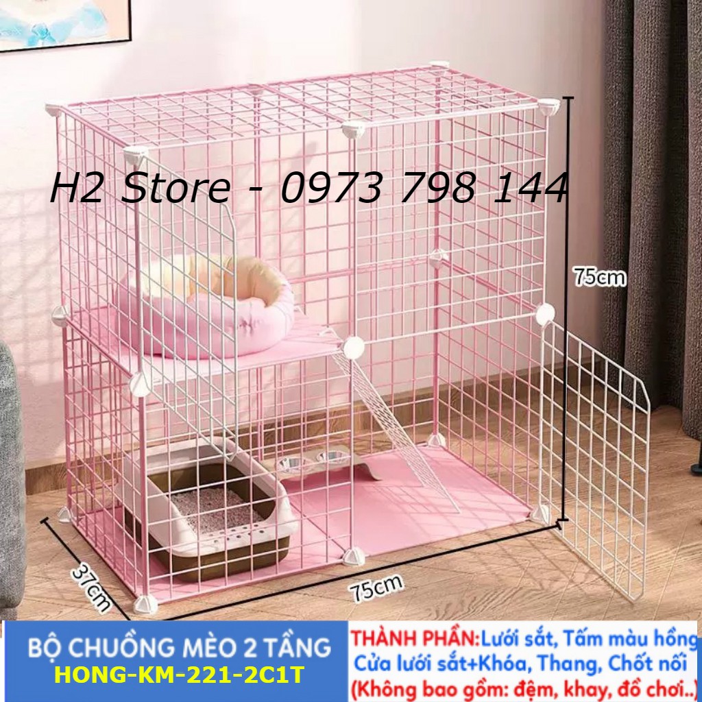 khung lưới sắt trang trí Chuồng mèo 2 tầng giá rẻ đẹp lắp ghép đa năng đơn giản với lưới sắt sơn tĩnh điện nuôi thú cưng, thỏ, bọ