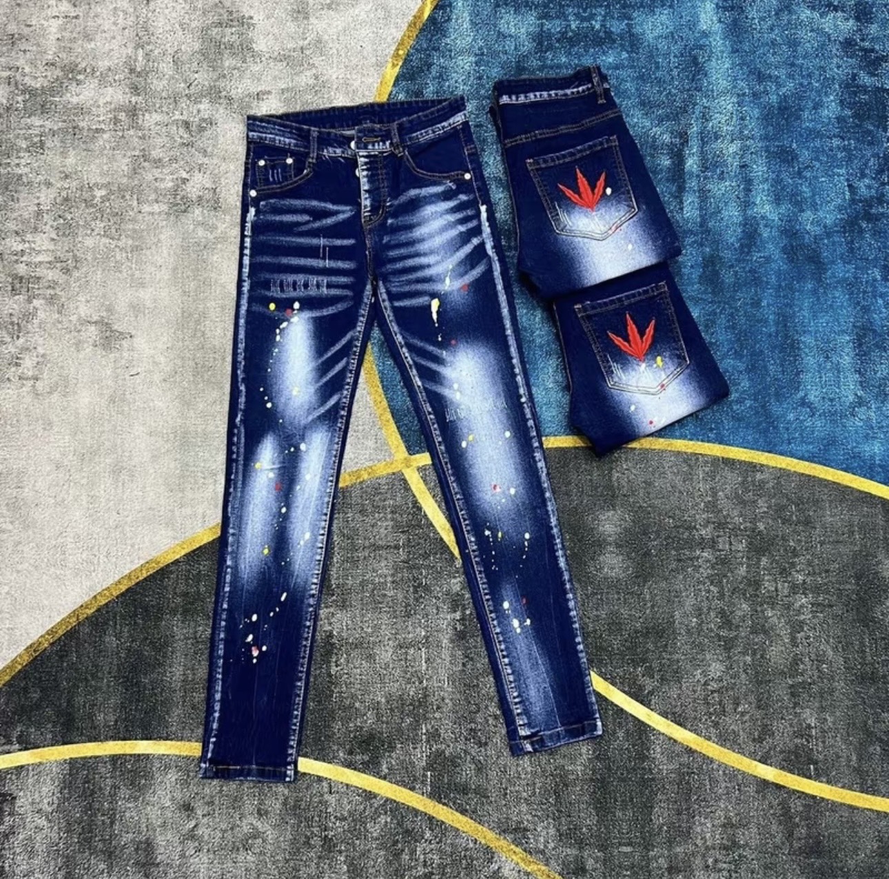 Quần jean nam xanh thêu la phong boy phố  chất vải bò dày co giãn mẫu mới nhất giá rẻ hót trend_SHOP