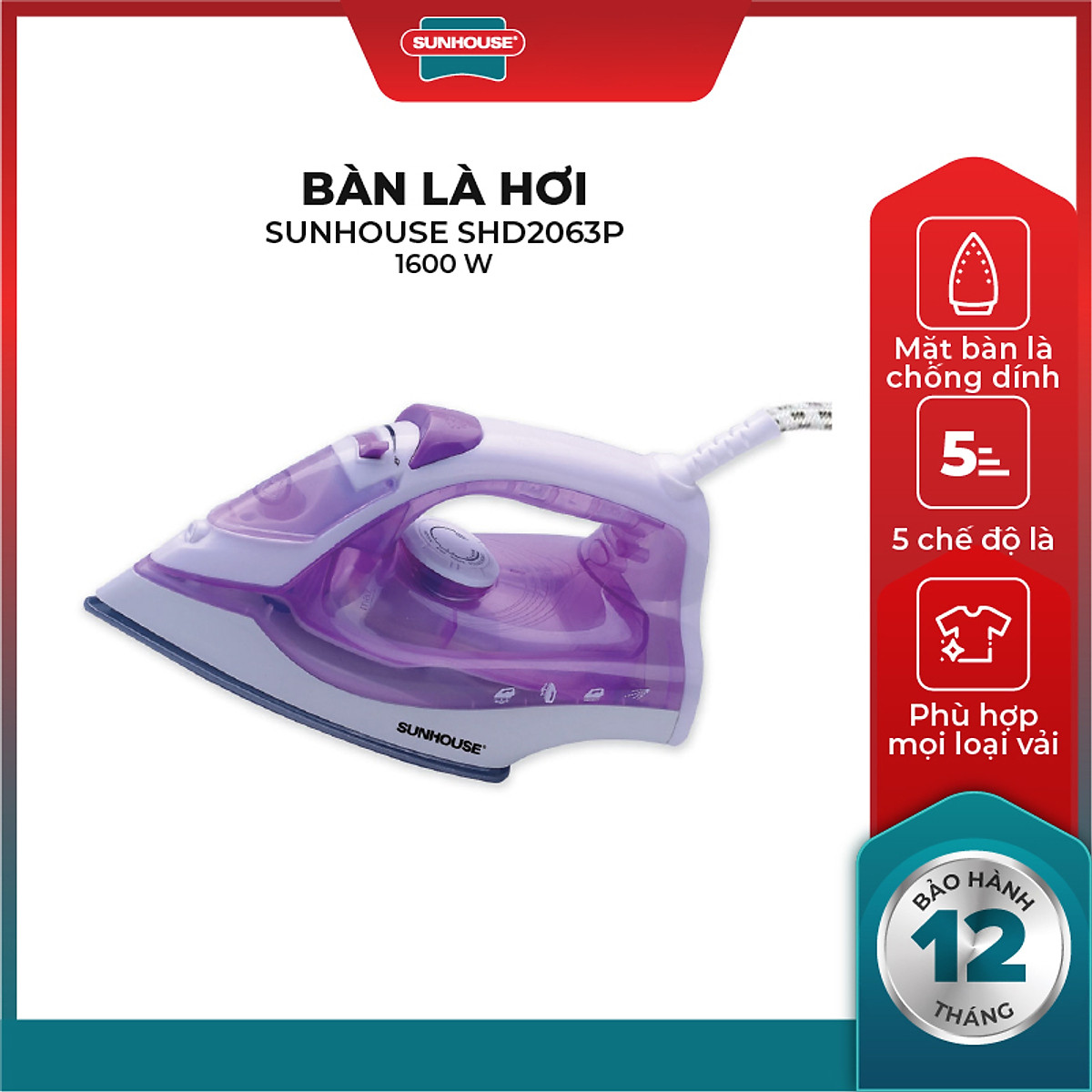 Bàn ủi hơi nước cầm tay sunhouse shd2063p - bàn là hơi nước