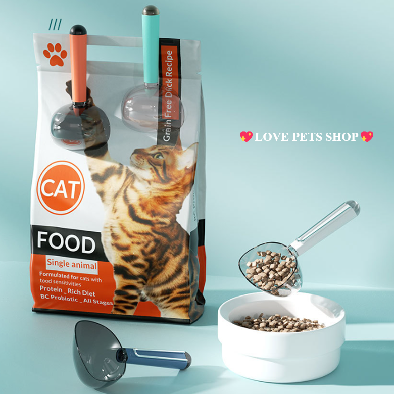 Muỗng xúc hạt cho Chó Mèo có rãnh kẹp miệng bịch tiện lợi (mẫu cải tiến) - Love Pets Shop