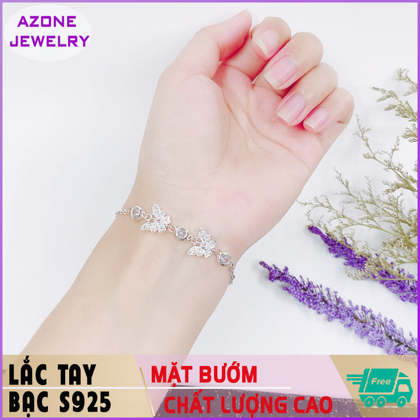 Lắc tay | Lắc tay bạc | Lắc tay nữ mặt hai con bướm. Chất liệu bạc S925 chất lượng cao,khóa móc dễ dang tùy chỉnh kích thước (18-20cm) và dễ dàng đeo tháo #AZLT007 - Azone Jewelry