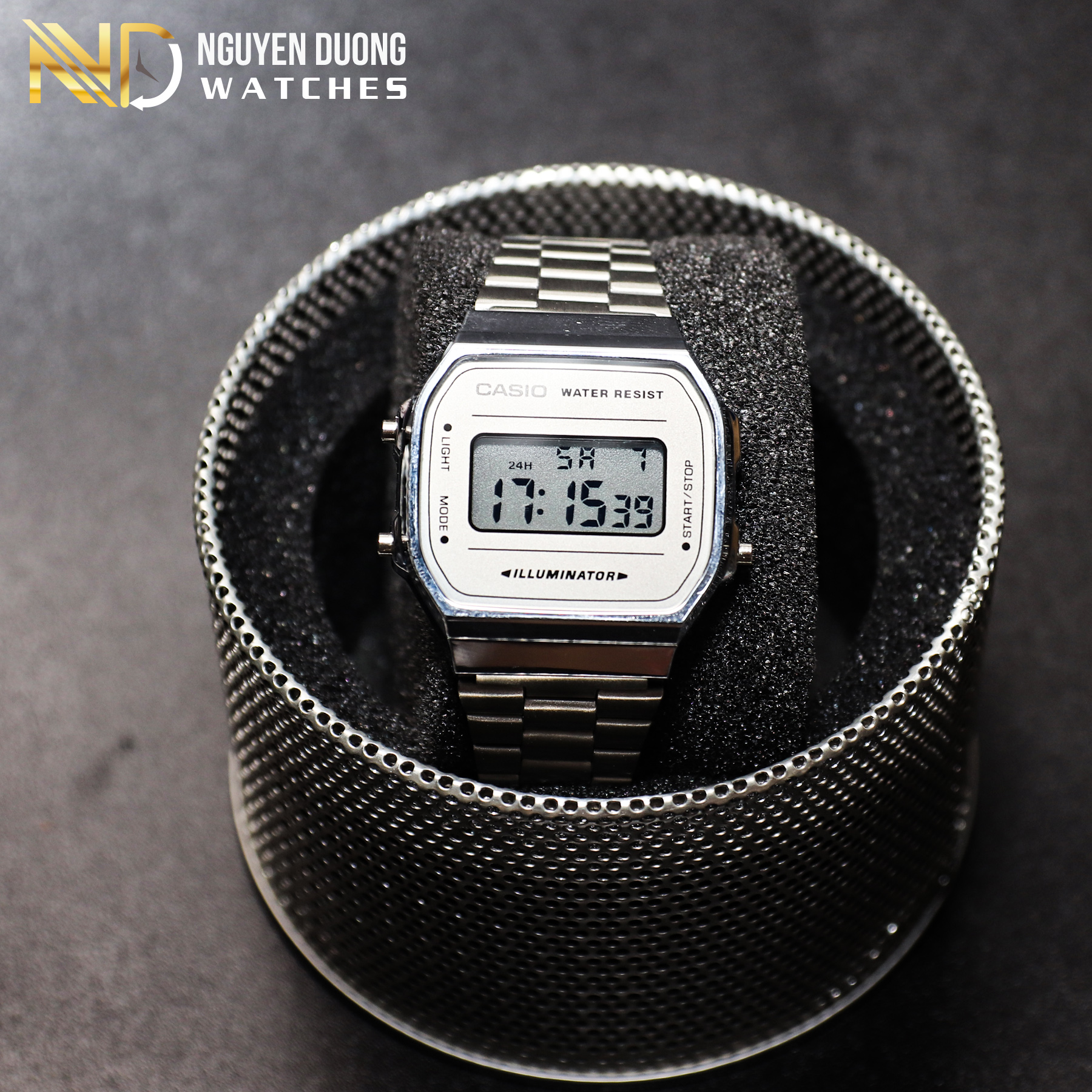 Đồng Hồ casio vintage A168 màu bạc có đèn hỗ trợ xem ban đêm