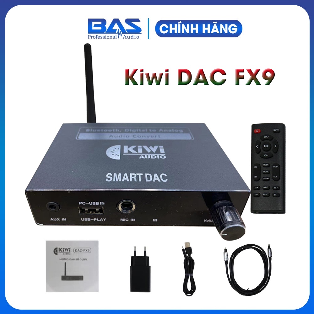 DAC Kiwi FX9, bộ chuyển đổi tín hiệu âm thanh số, tích hợp cổng micro, bảo hành 12 tháng, bas audio