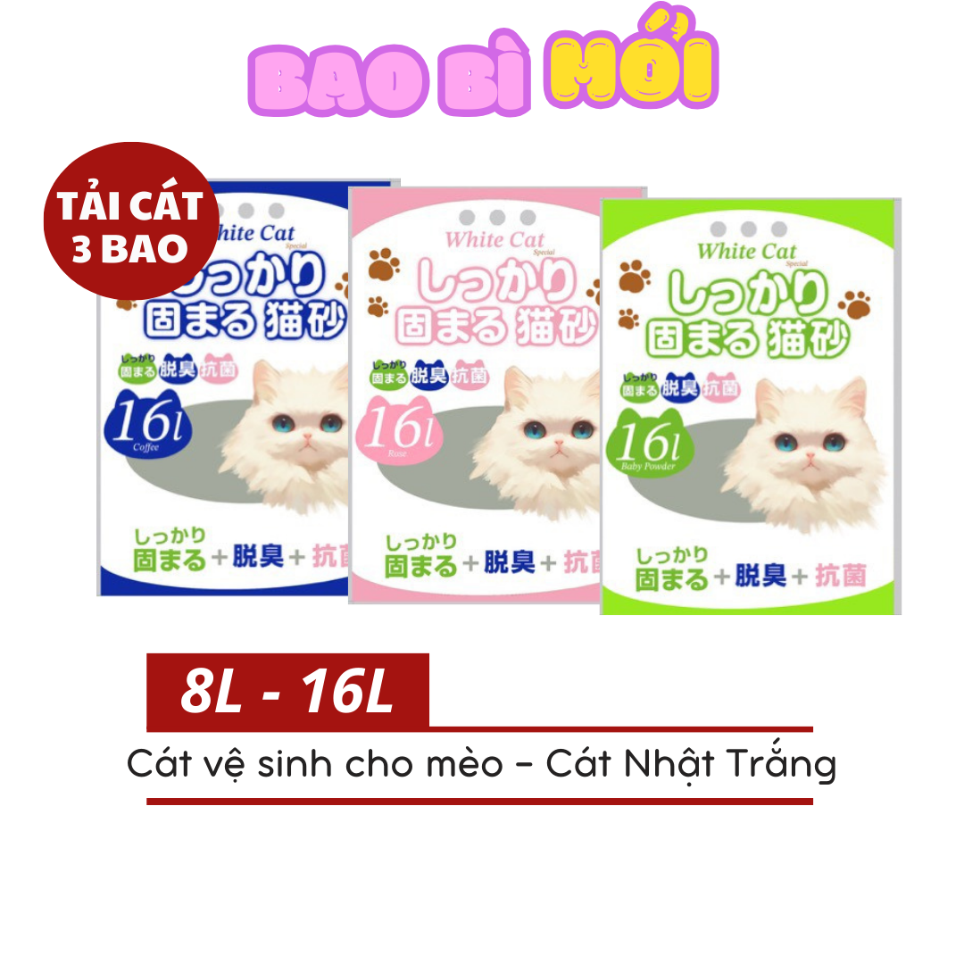   Tải 3 Bao  Cát vệ sinh cho mèo - Cát Nhật Trắng 10L - Cát Litter -  Nông Trại Thú Cưng  