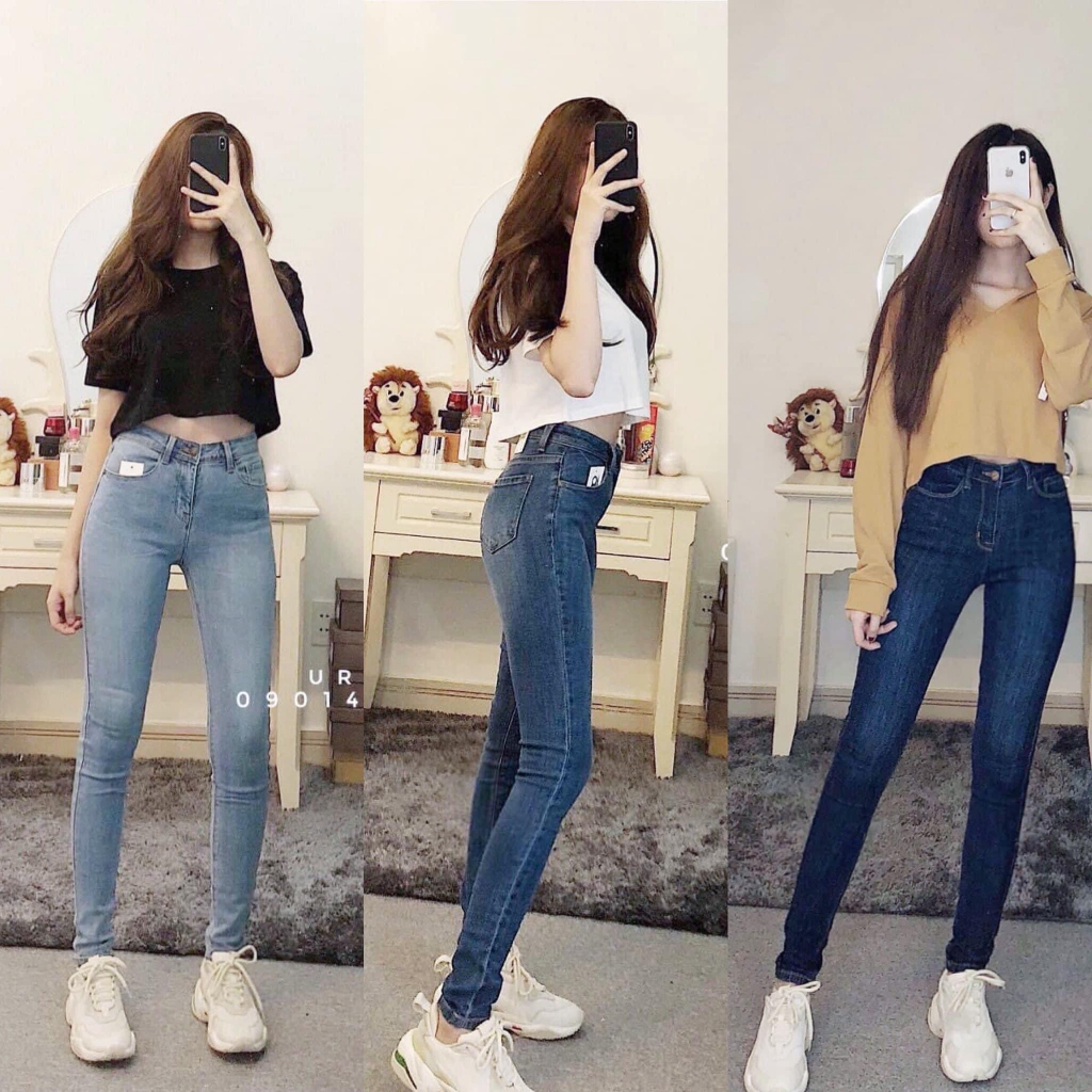 Quần jeans skinny trơn dài co giãn mềm mại K280