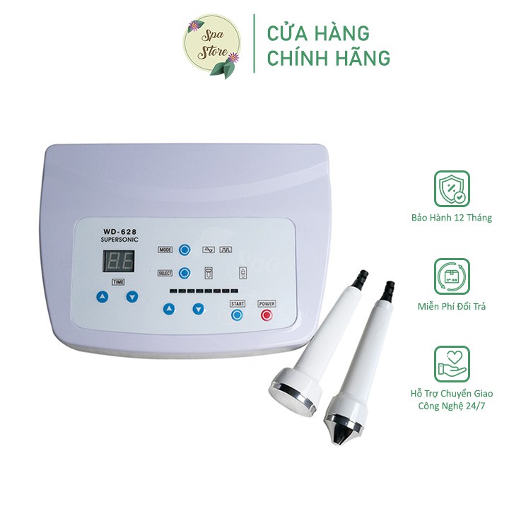 Máy hút chì hai đầu supersonic ru-628 tẩy thải dành cho spa mờ thâm chống lão hoá siêu âm cao cấp 110w bảo hành 12 tháng