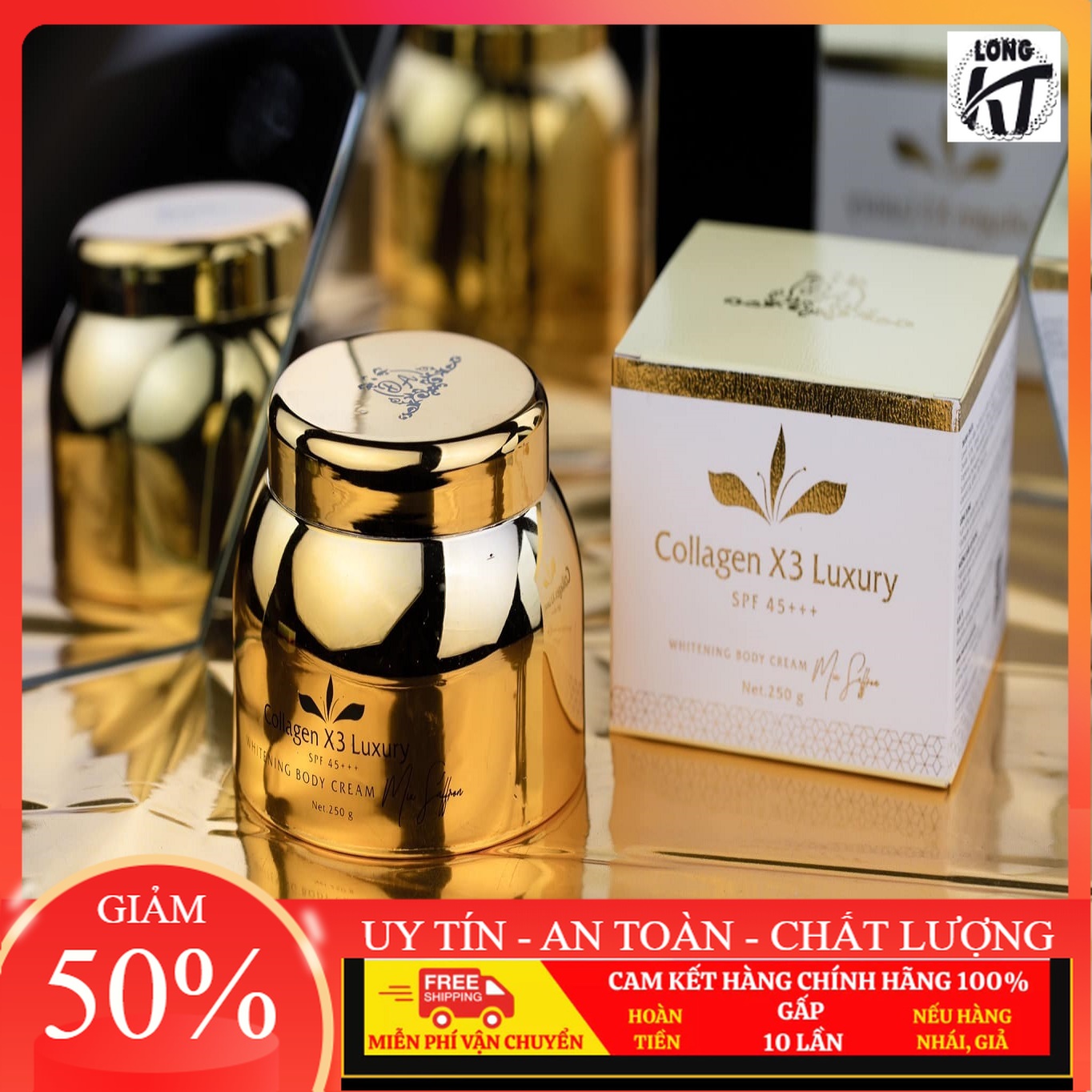 [Team cào-Chuyên sĩ Đông anh X3- Chính hãng] KEM BODY COLLAGEN X3 Kem Collagen X3 Luxury Mẫu Mới LUXURY CREAM 250gr Thơm hương nước hoa