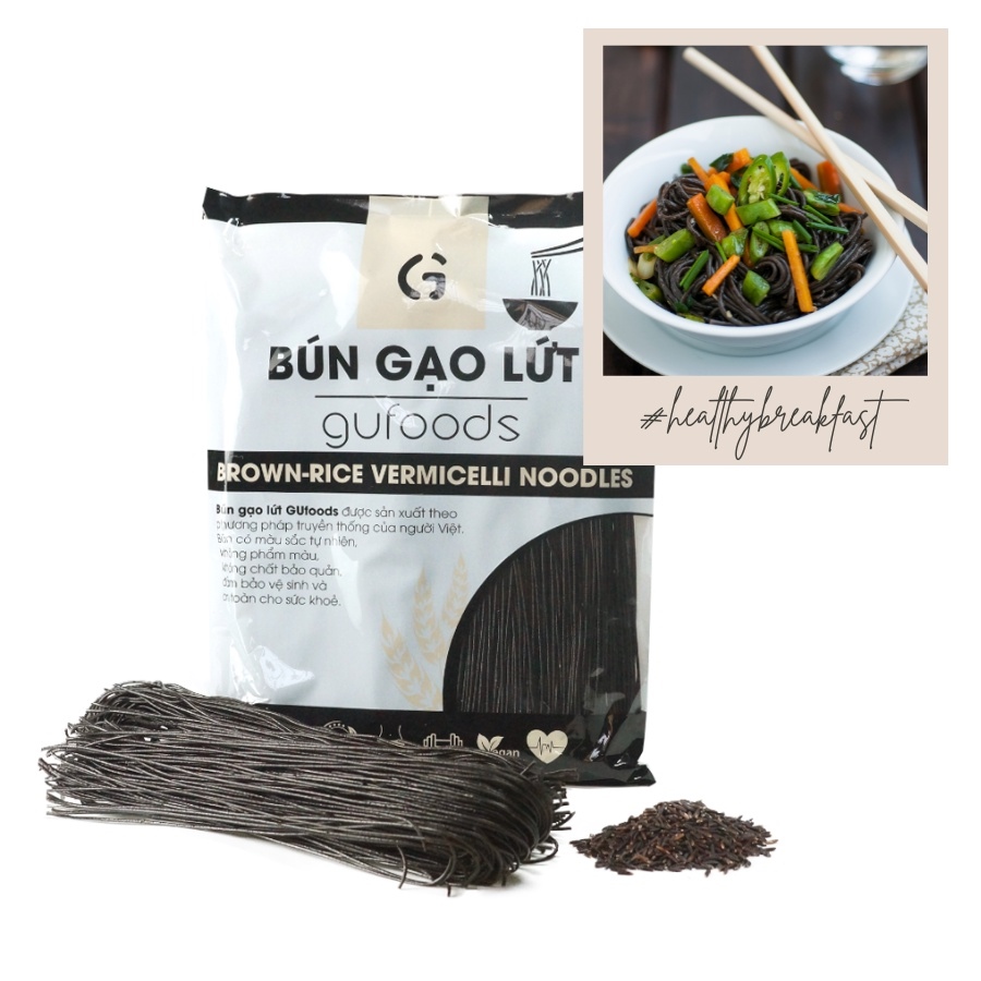 Bún gạo lứt ăn kiêng GUfoods (huyết rồng/đen) - Giảm cân Thực dưỡng Eat clean (250g/500g)