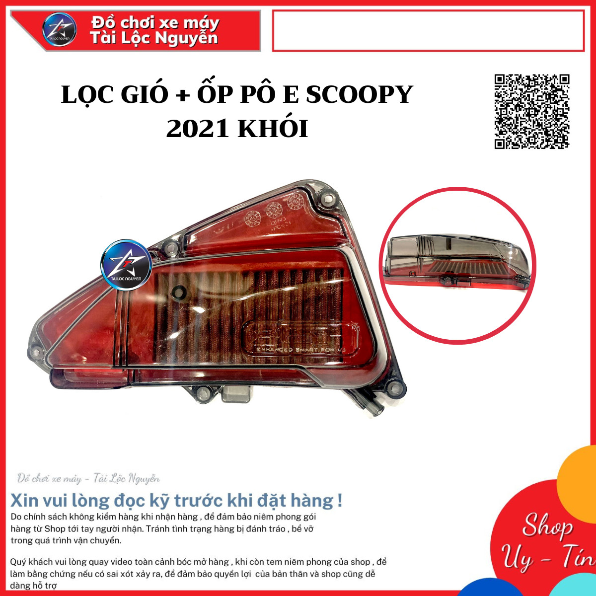 Combo lọc gió và ốp pô e trong suốt scoopy 2021