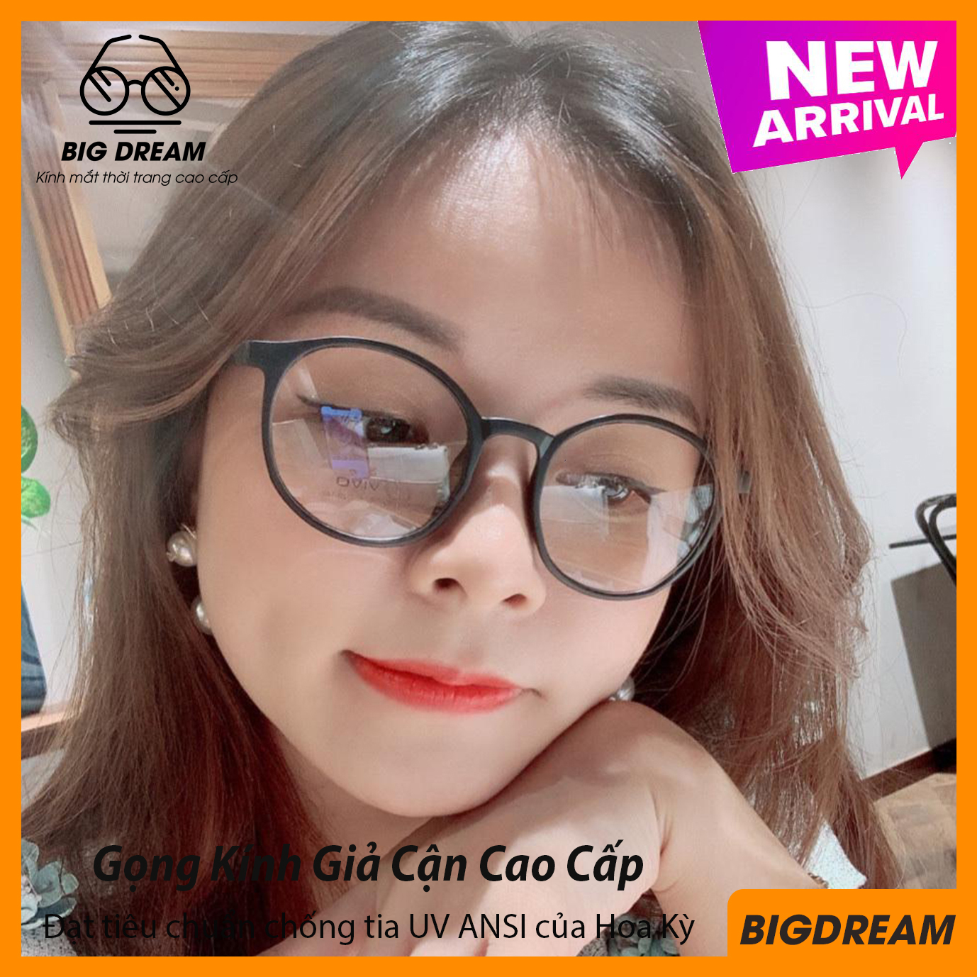 Gọng kính giả cận nam nữ cao cấp Hàn Quốc ViVo - Kính cận tròn không độ mẫu đẹp lạ BDTT