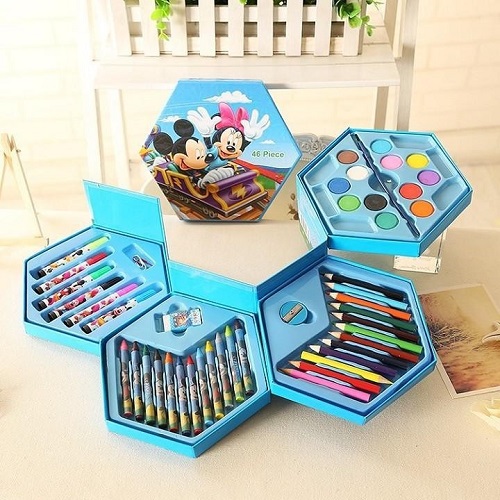 [HCM][ giúp bé sáng tạo ] - Hộp bút chì màu 4 tầng xoay cho bé có 46 màu hộp chì màu hoạ tiết hoạt hình dễ thương giúp bé thích thú hơn khi sáng tạo,màu đa dạng cho bé vui chơi - SURI STORE (TPHCM)
