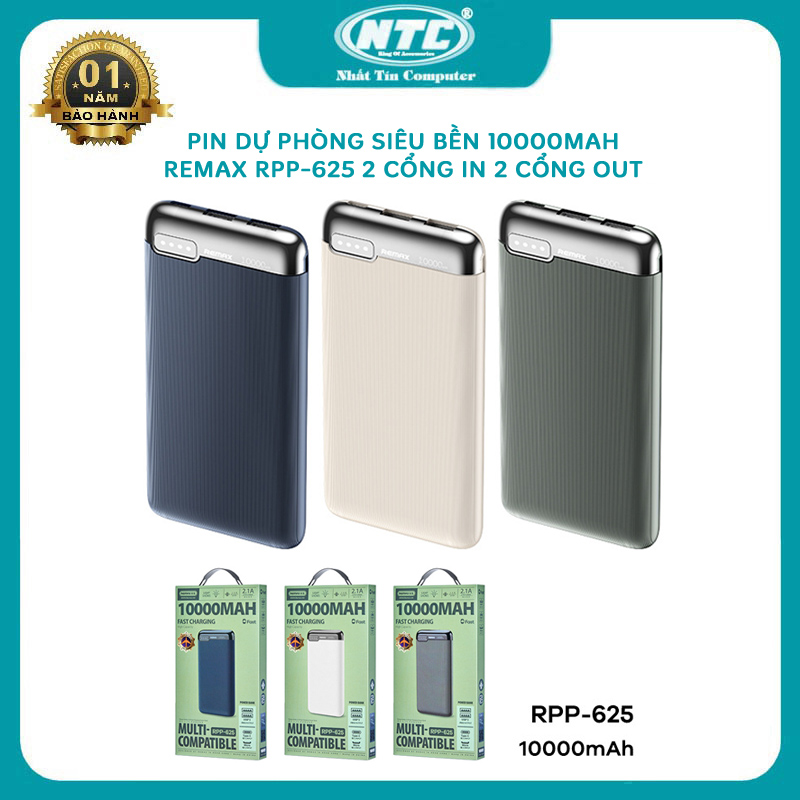 Pin dự phòng Remax RPP-625 dung lượng 10000mAh thiết kế sang trọng - tích hợp 2 cổng input 2 cổng output Nhất Tín Computer