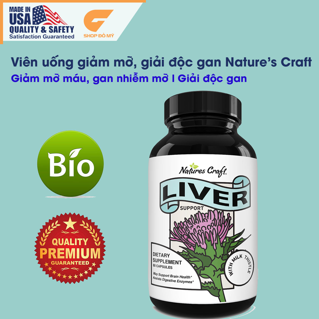 Viên uống giảm mỡ gan, giải độc gan Nature’s Craft