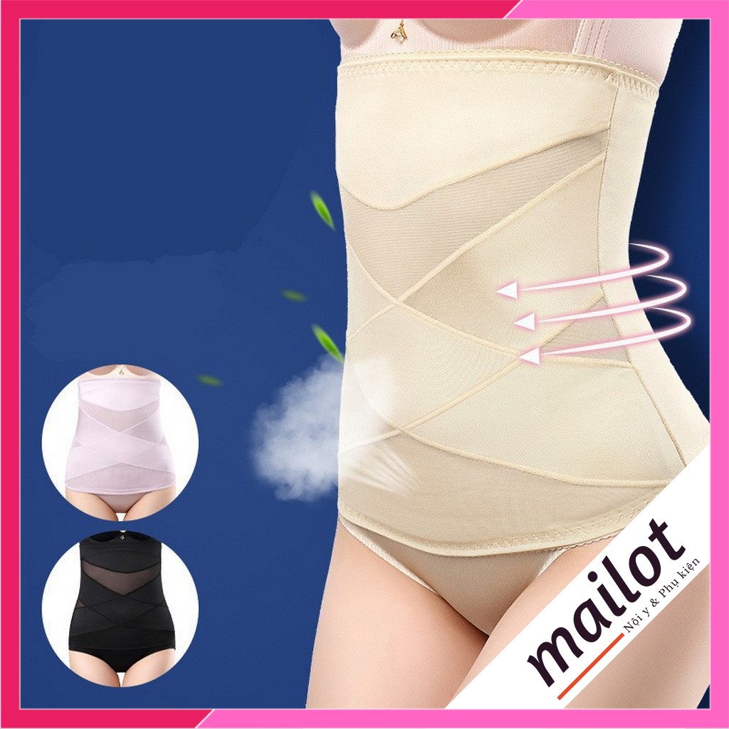 Đai nịt bụng định hình eo 2 xương cao 29cm không nấc cài giảm mỡ thon gọn chống cuộn - mialot dai002