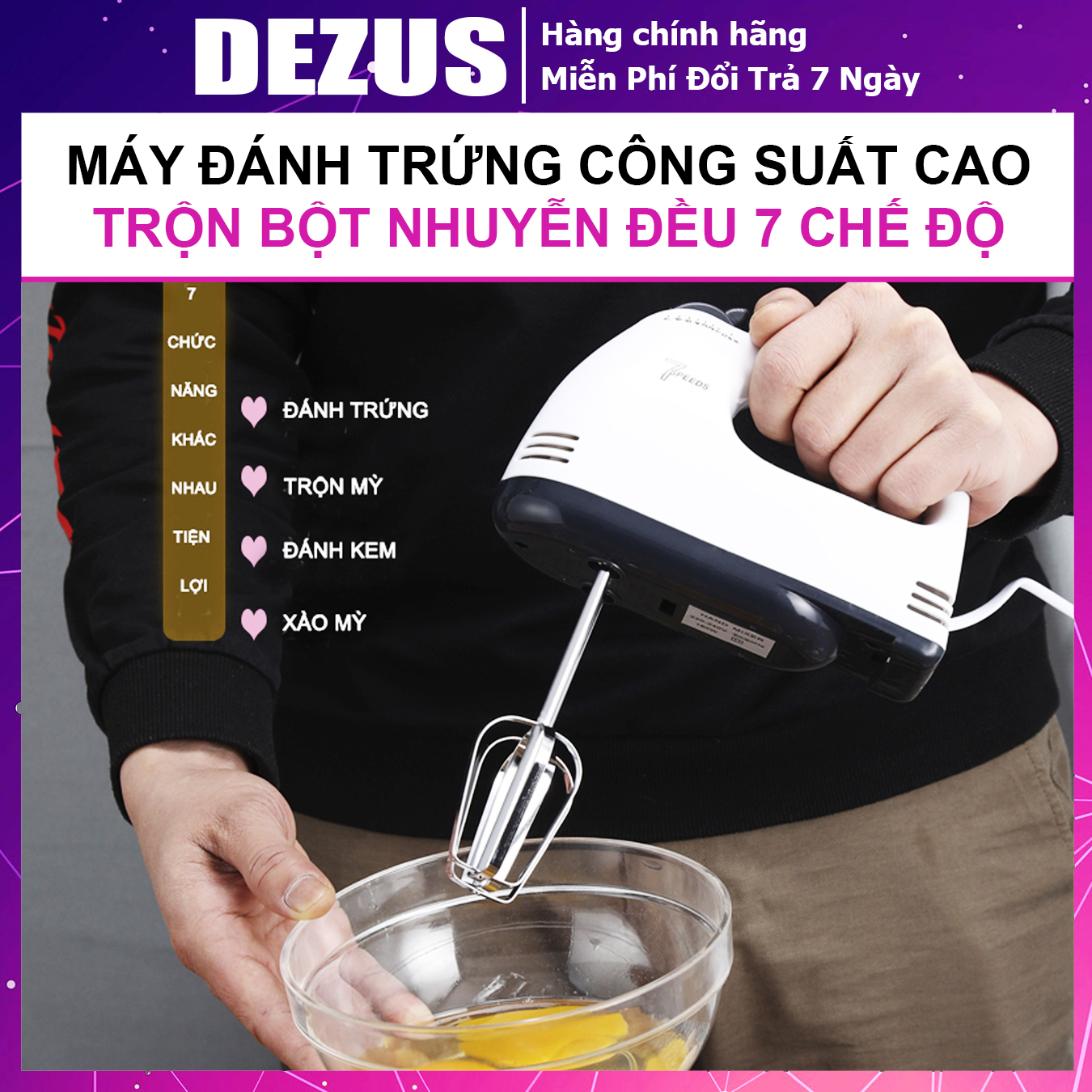 Máy đánh trứng - máy đánh trứng cầm tay - máy đánh trứng mini - máy đánh bọt cà phê - máy trộn bột - máy đánh trứng cầm tay mini - máy đánh bột làm bánh - máy đánh kem cầm tay - máy khỏe, trộn bột nhuyễn đều, 7 chế độ