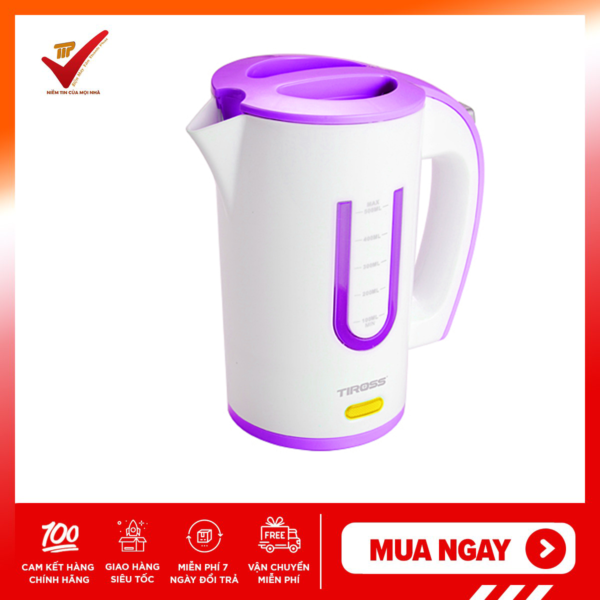 Ấm siêu tốc tiross ts1360 0.5l