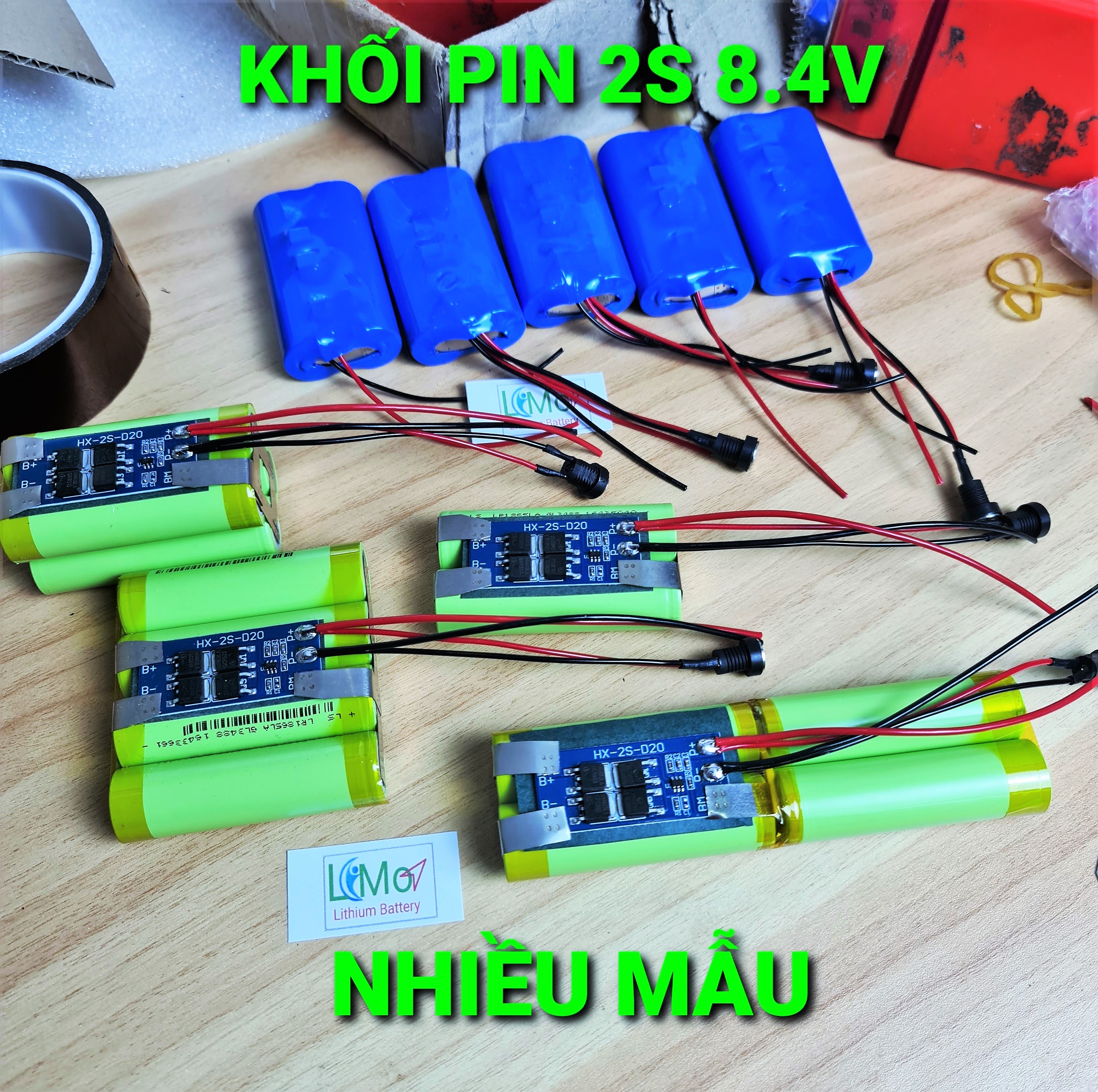 Khối pin 2S 7.2V - 8.4V Nhiều mẫu dòng xả cao cho máy bắt vít pin máy khoan đèn... Pin Lithium 18650 2S 8.4V - LIMO