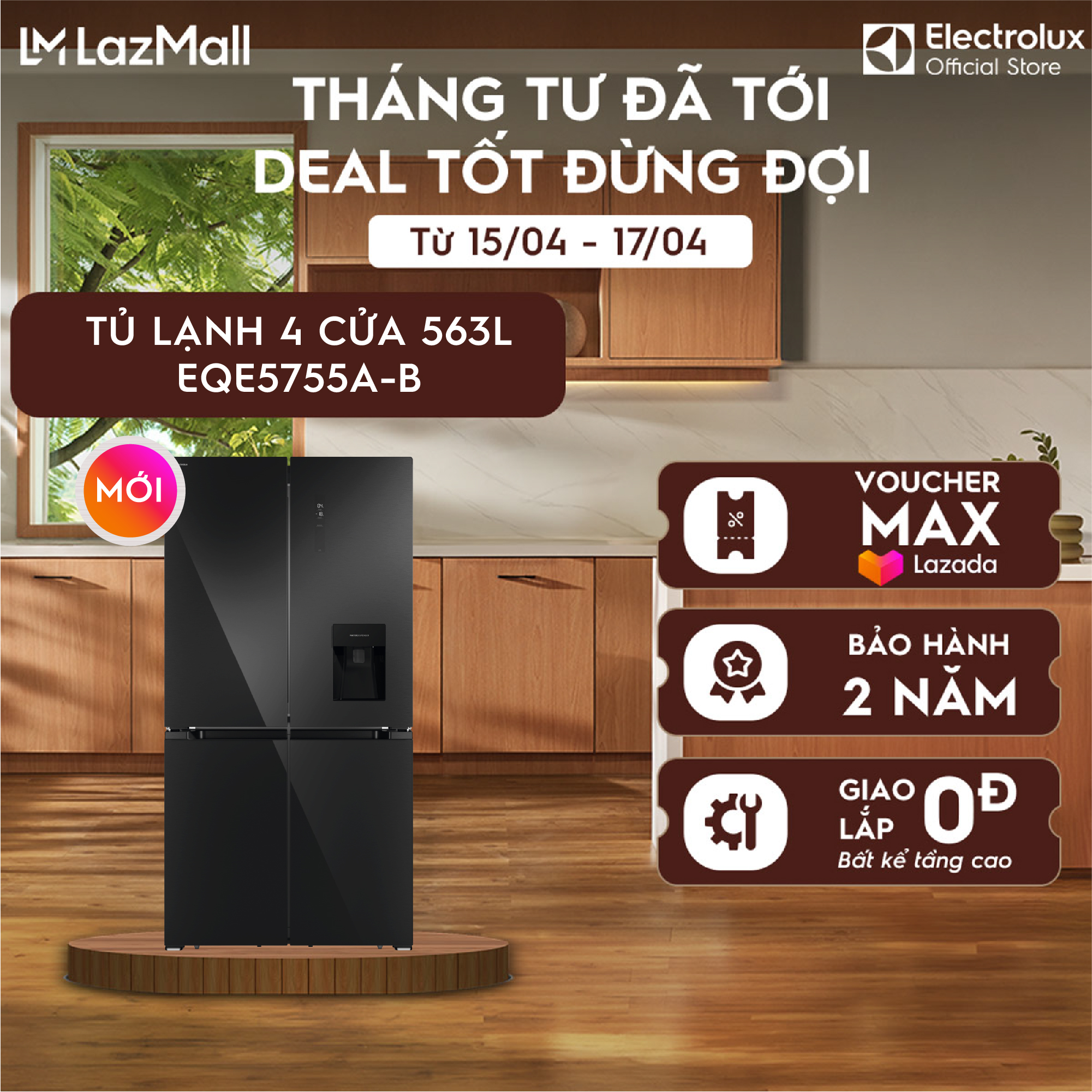 Tủ lạnh Electrolux 4 cánh Series 800 563L - EQE5755A-B