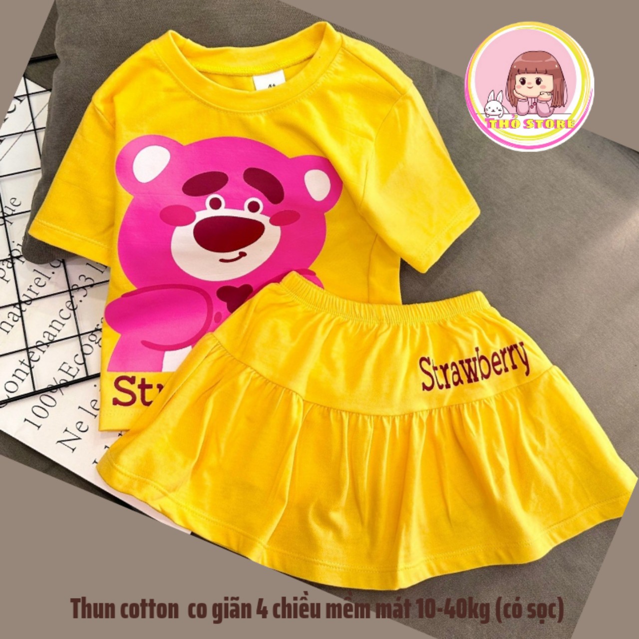 Bộ váy cho bé gái chất vải cotton co giãn 4 chiều mịn mát- Set Bộ Váy từ 22kg đến 40Kg