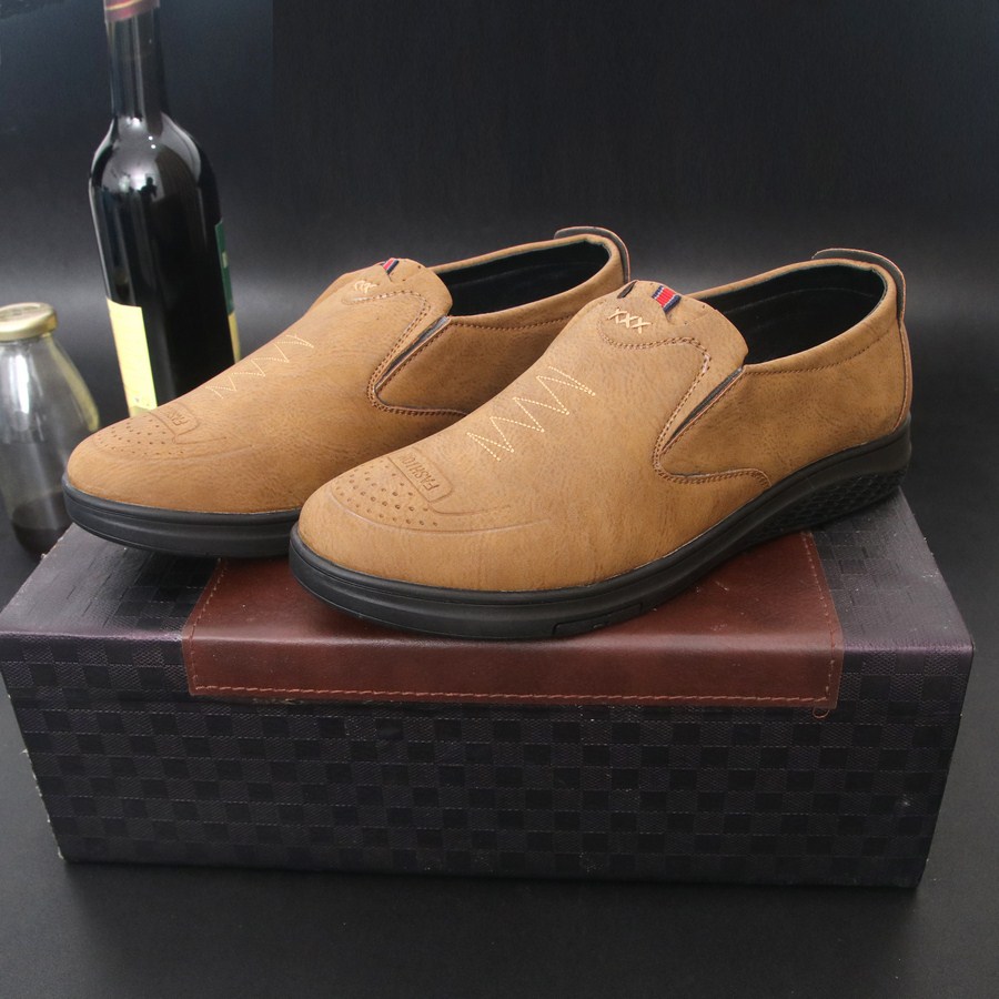 [HCM]Giày lười da bò thật G726 đế cao su - giày lười nam siêu bền