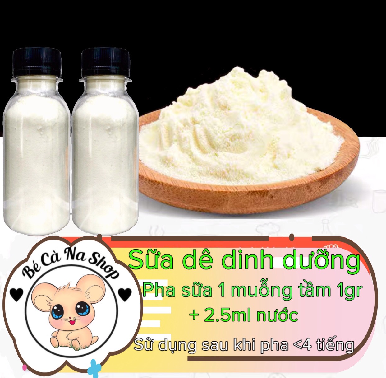 Sữa dê dinh dưỡng nguyên chất cho hamster thỏ bọ sóc... (hàng loại 1) bé cà na