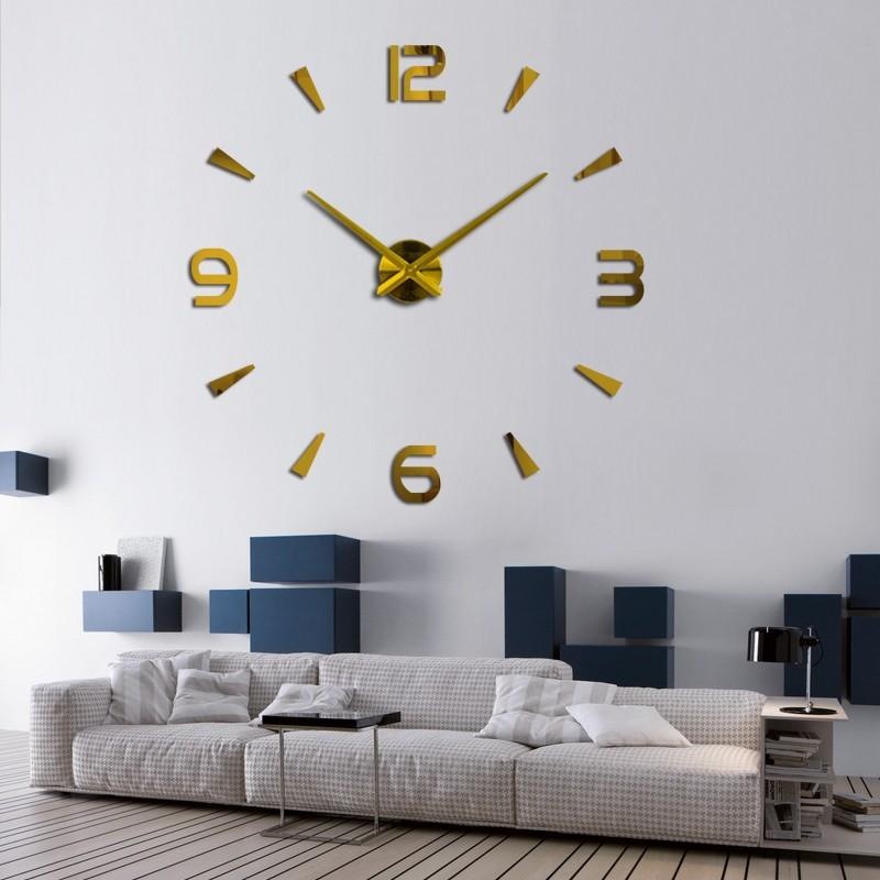 Đồng Hồ DÁN TƯỜNG DIY - Đồng hồ treo tường 3D nổi trên tường khoảng 0.5cm - mã DH282- đủ 3 màu ĐEN - VÀNG- BẠC