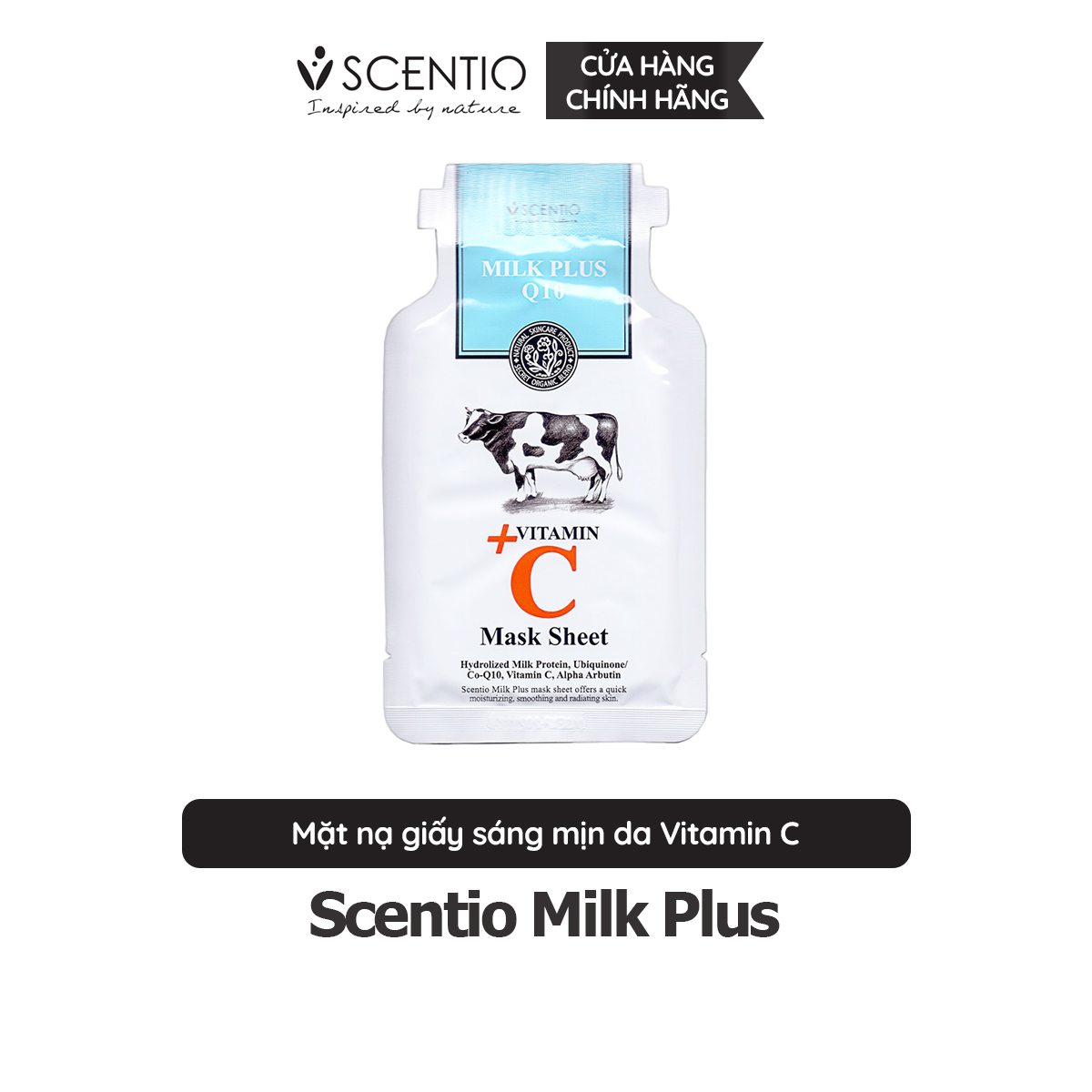 Mặt nạ giấy dưỡng trắng và trẻ hóa da Scentio Milk Plus Vitamin C (1 miếng)