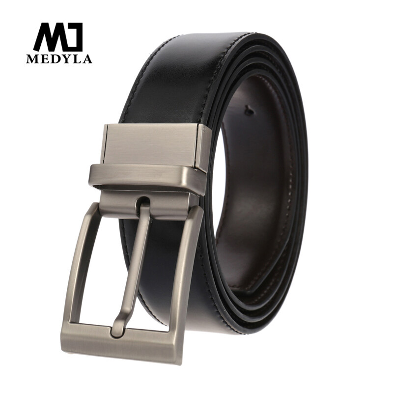 Thắt Lưng Da Nam MEDYLA Thắt Lưng Thời Trang Chất Lượng Cao Hai Mặt Hợp Kim Xoay Chốt Khóa Thắt Lưng Đen