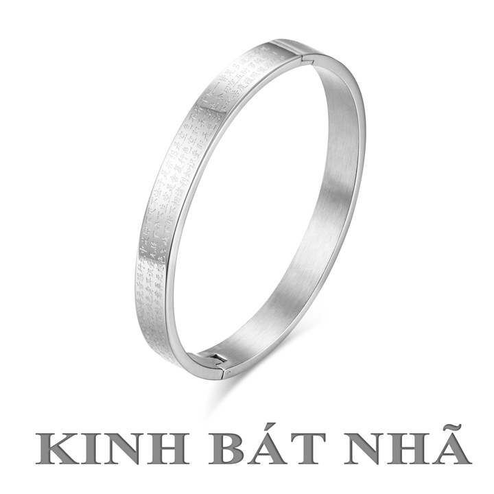 VÒNG TAY NAM BÁT NHÃ TÂM KINH HÌNH TRÒN (trắng) - Bình an may mắn
